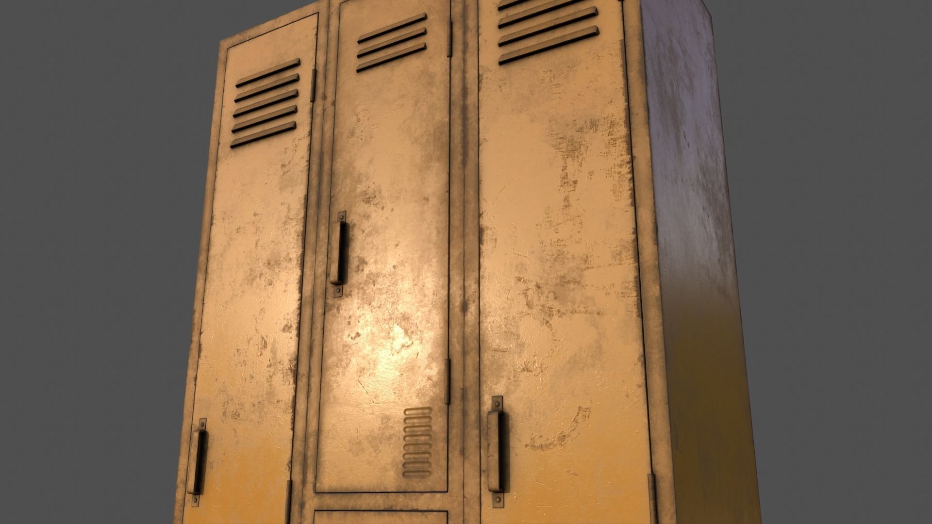PBR School Gym Locker 04 - Yellow Low-poly 3D model_19
