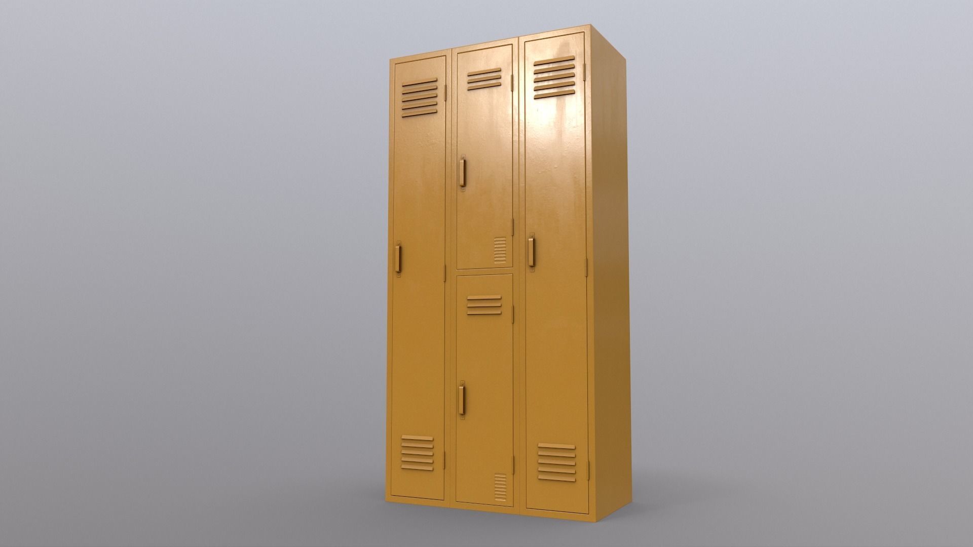 PBR School Gym Locker 04 - Yellow Low-poly 3D model_15