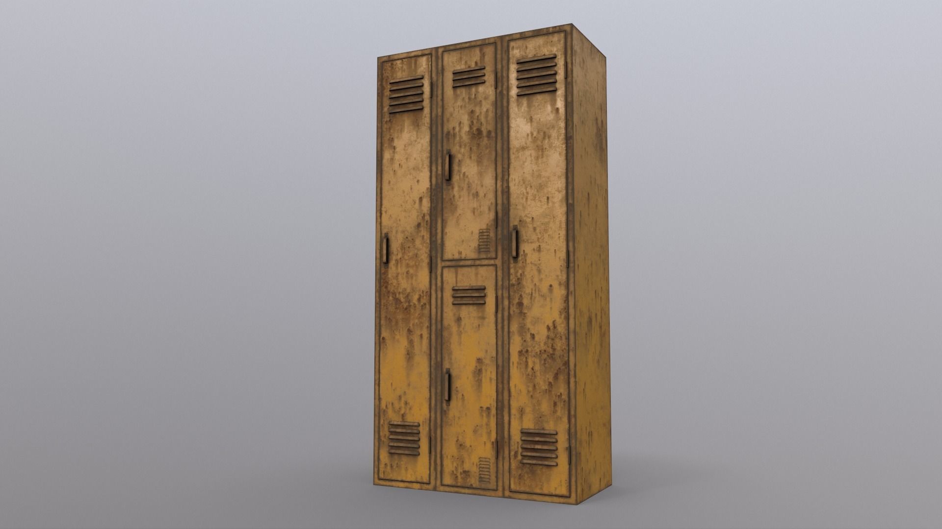 PBR School Gym Locker 04 - Yellow Low-poly 3D model_17