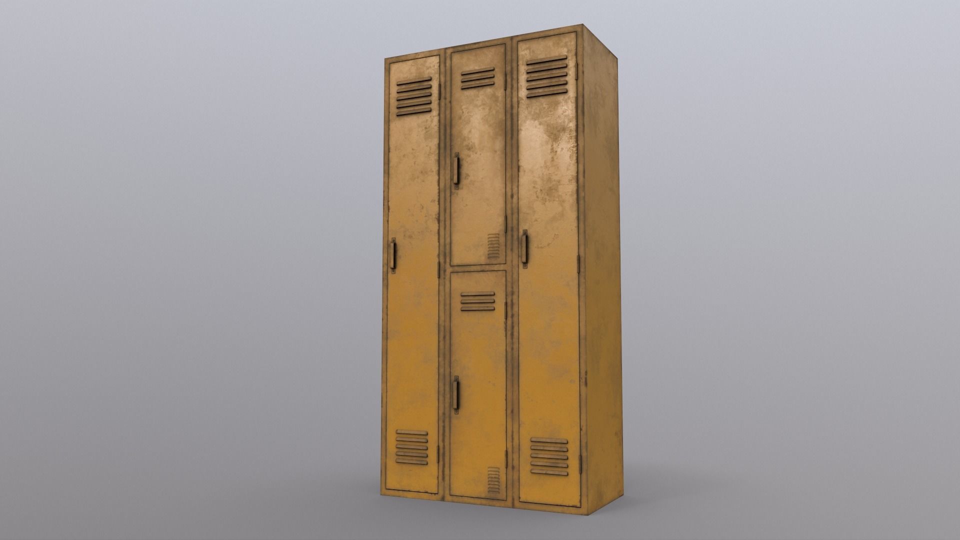 PBR School Gym Locker 04 - Yellow Low-poly 3D model_16