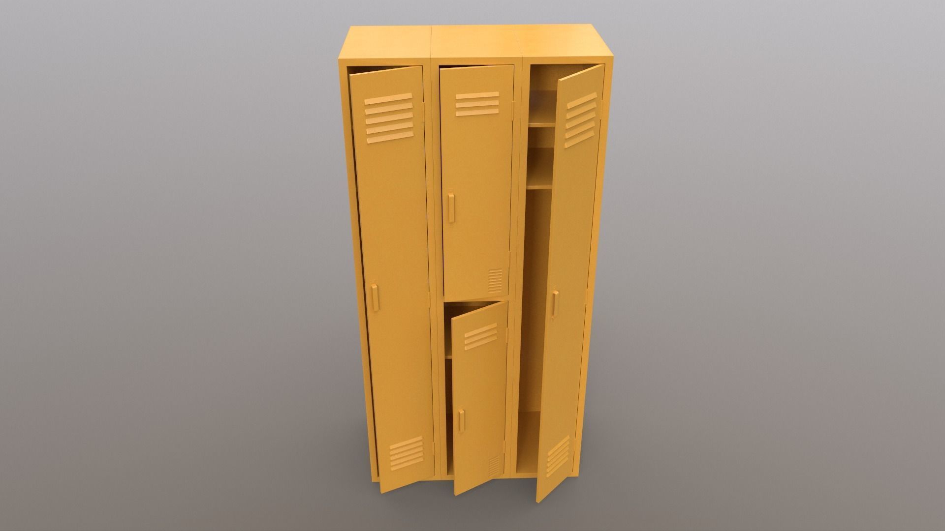 PBR School Gym Locker 04 - Yellow Low-poly 3D model_3