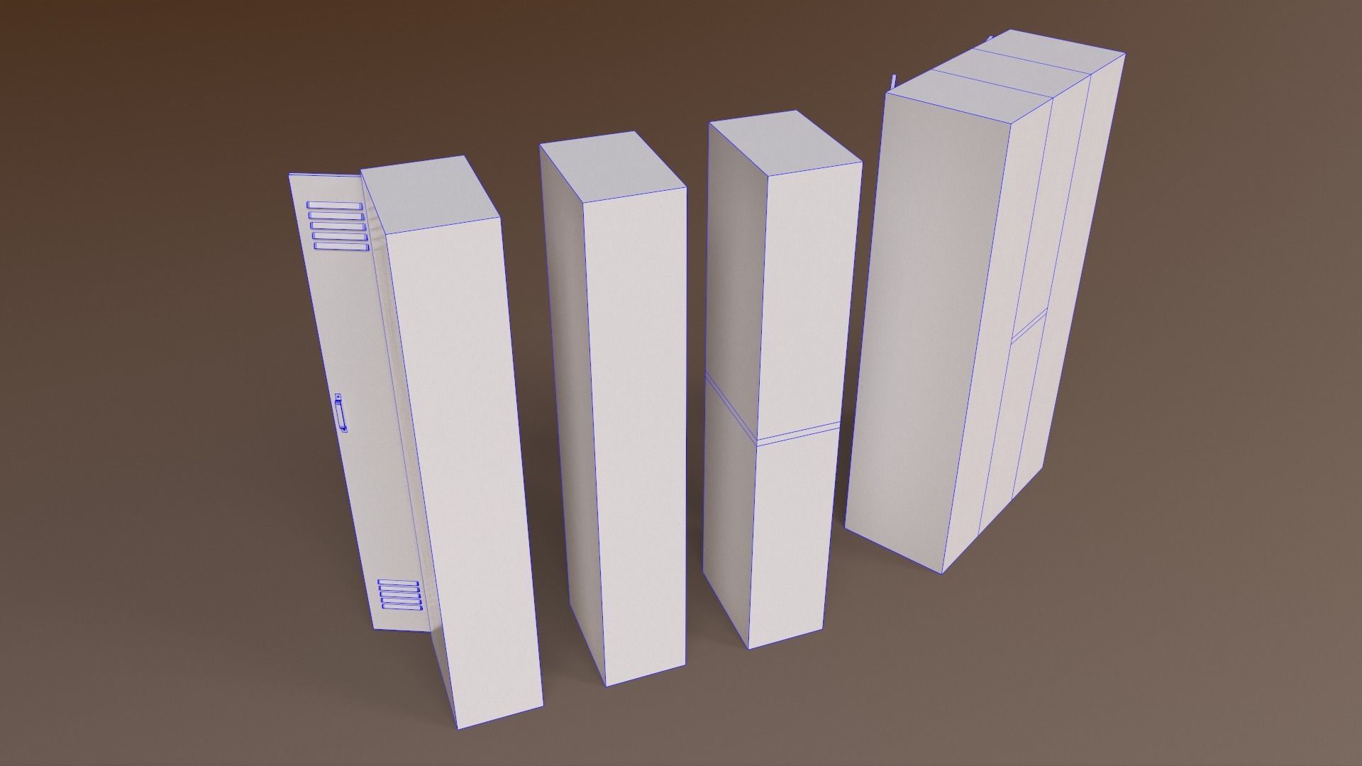 PBR School Gym Locker 04 - Yellow Low-poly 3D model_29