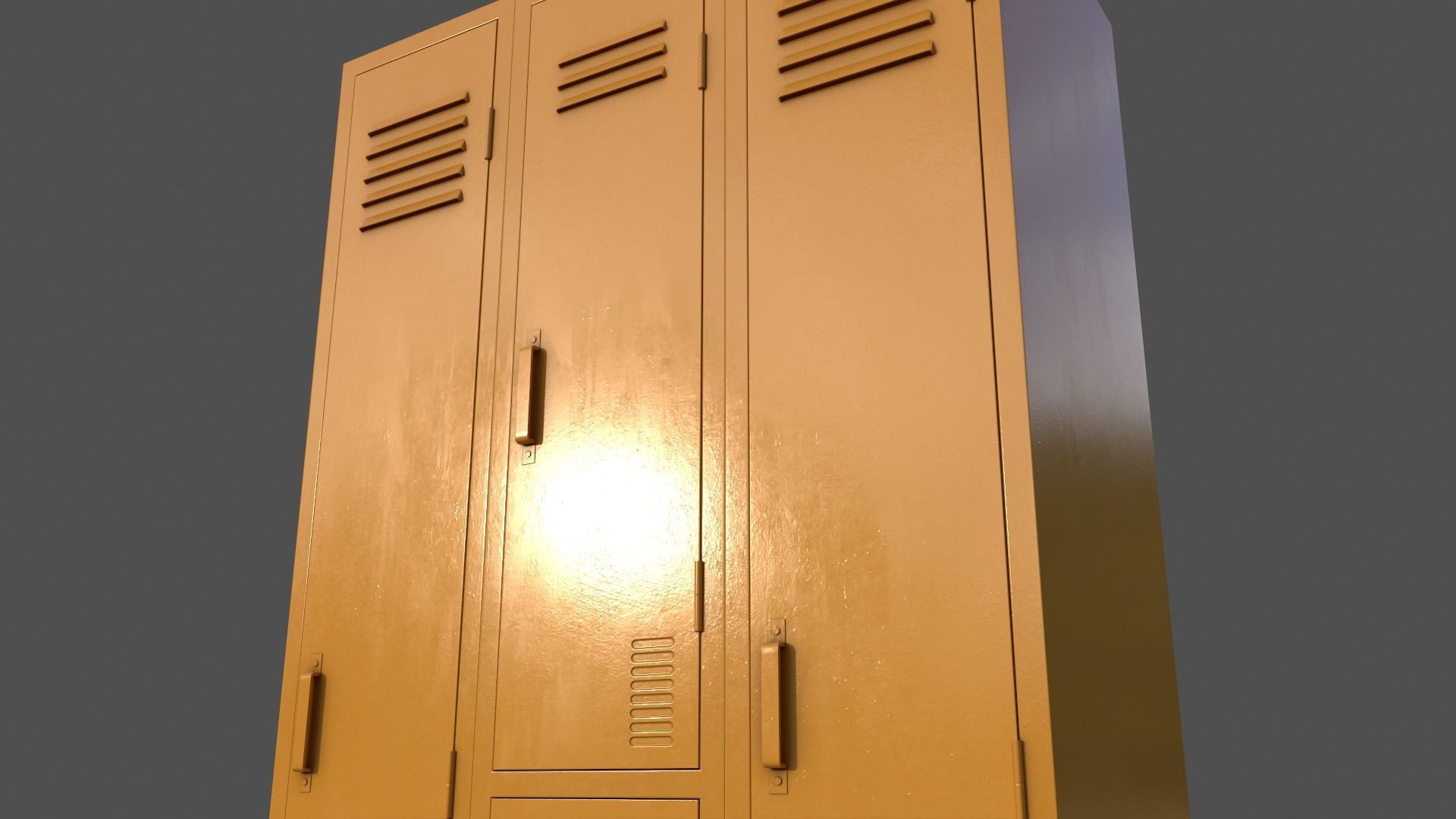 PBR School Gym Locker 04 - Yellow Low-poly 3D model_18