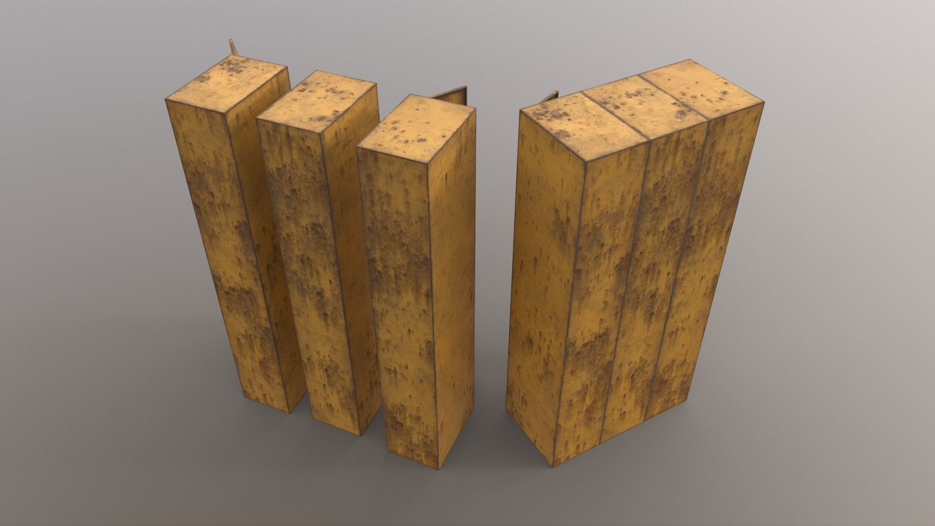 PBR School Gym Locker 04 - Yellow Low-poly 3D model_11