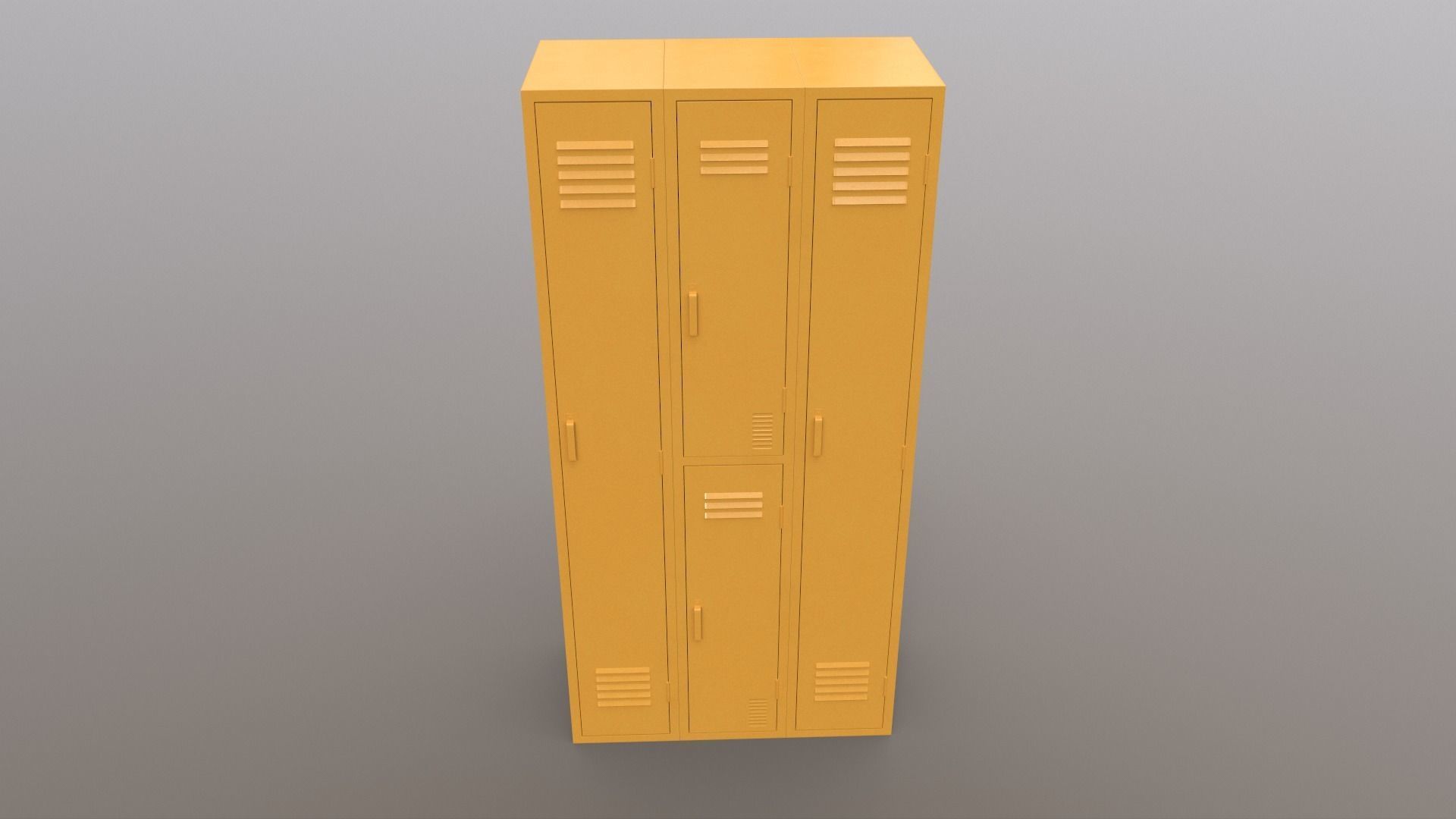 PBR School Gym Locker 04 - Yellow Low-poly 3D model_2