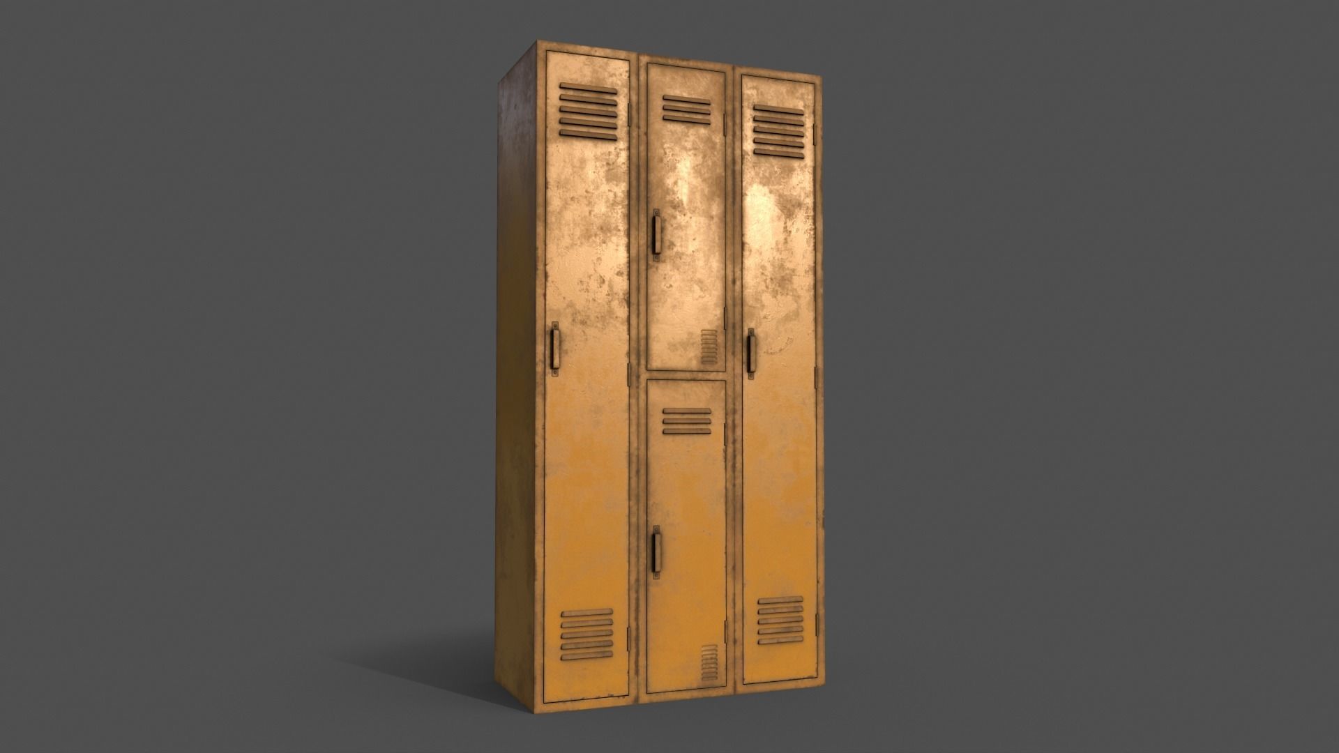 PBR School Gym Locker 04 - Yellow Low-poly 3D model_13