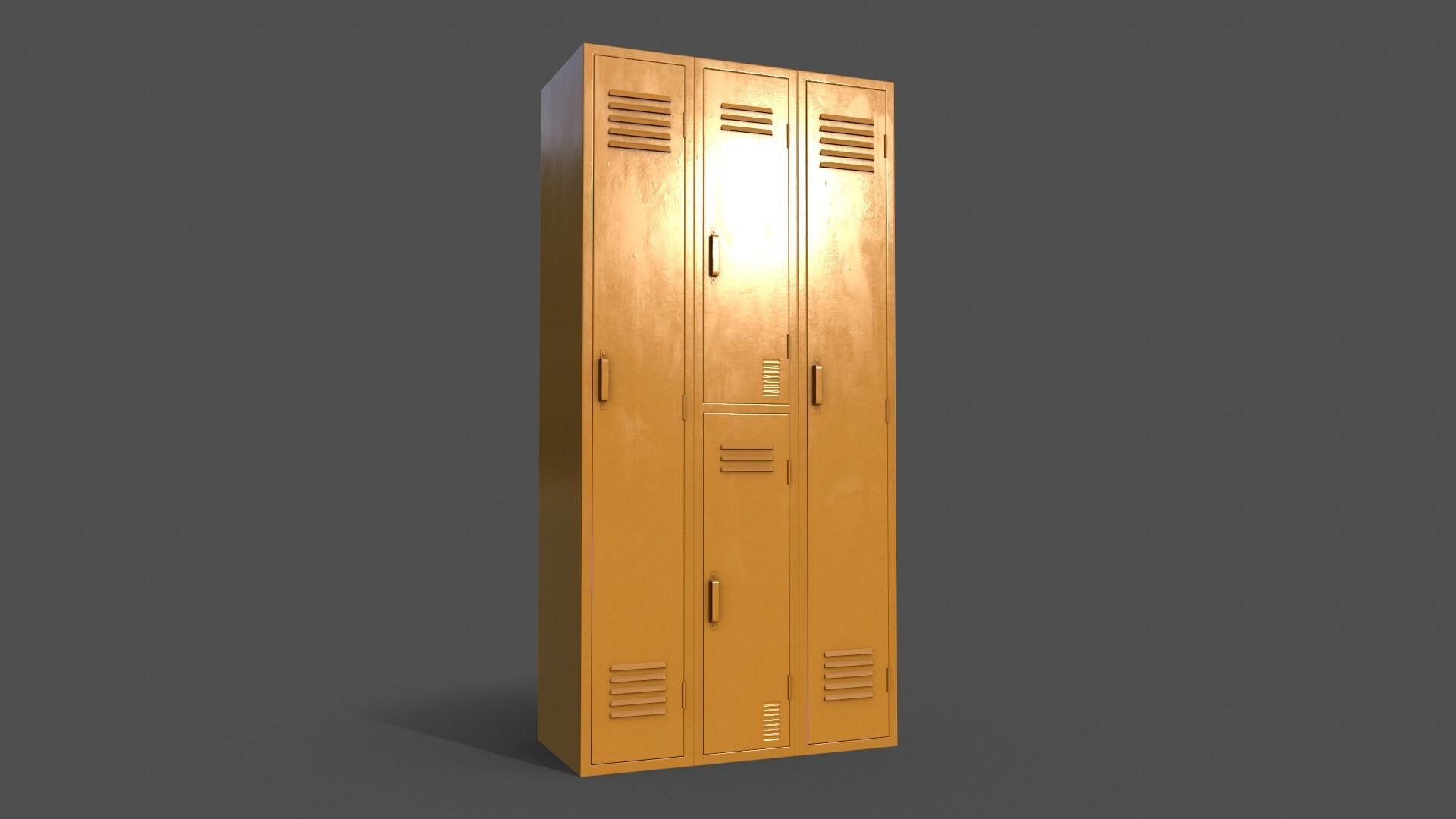 PBR School Gym Locker 04 - Yellow Low-poly 3D model_12