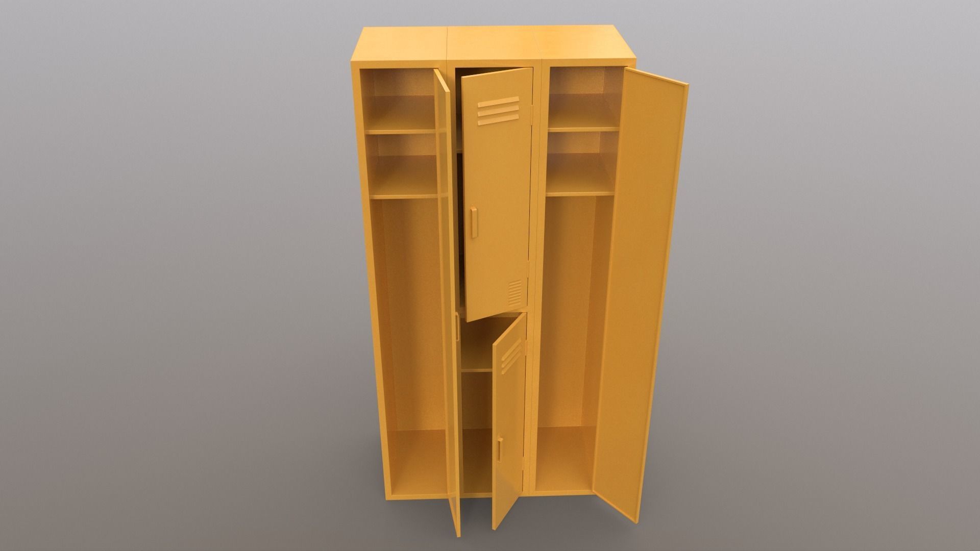 PBR School Gym Locker 04 - Yellow Low-poly 3D model_4
