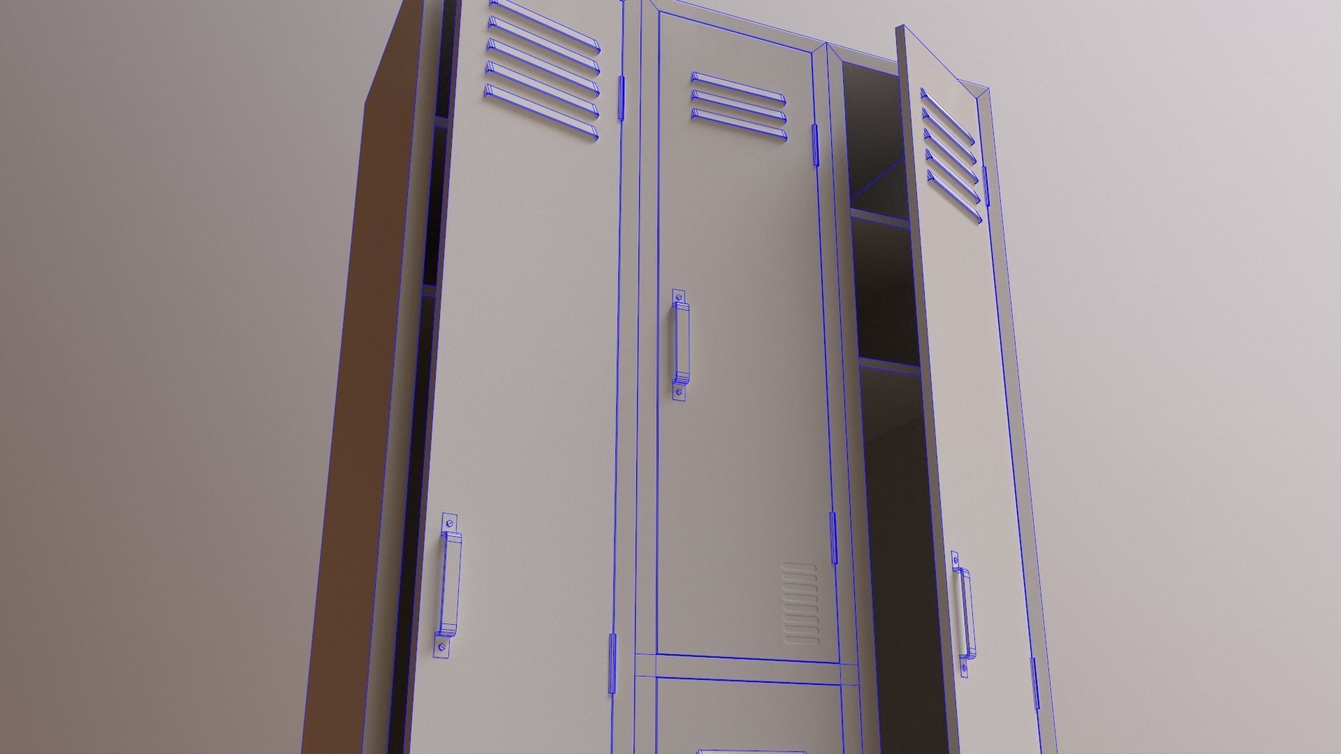 PBR School Gym Locker 04 - Yellow Low-poly 3D model_26