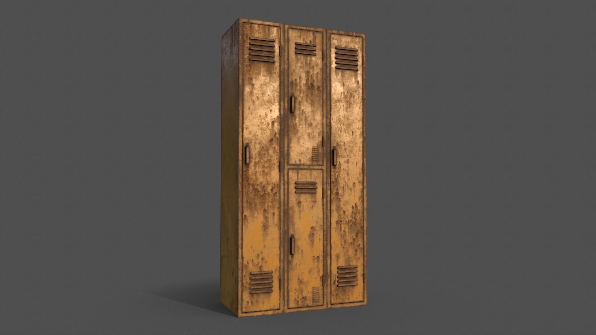 PBR School Gym Locker 04 - Yellow Low-poly 3D model_14