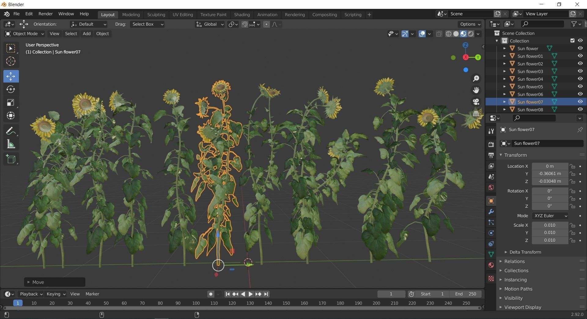 10 diffrent Bush Sun flower 3D model_3