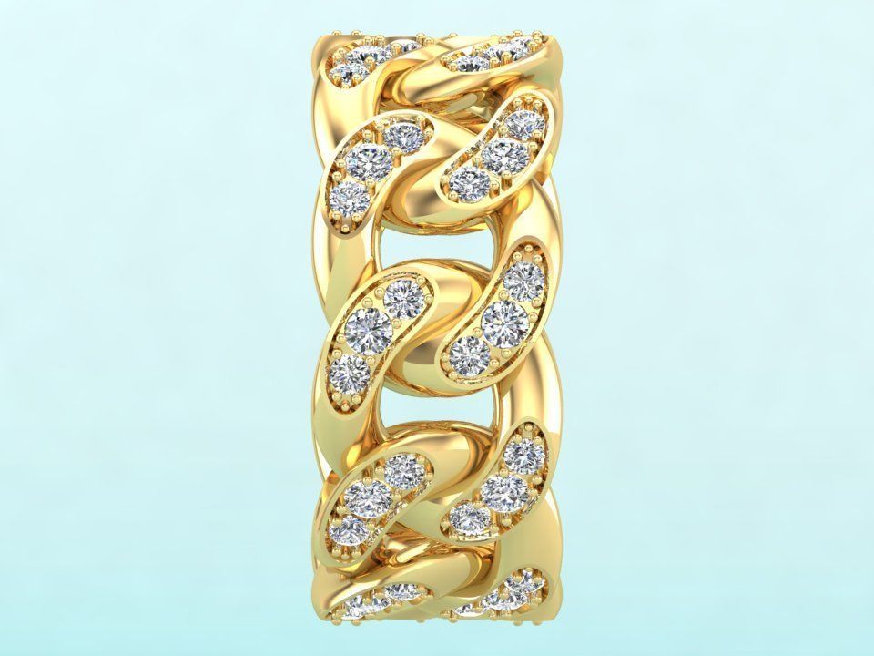 Chain ring - Miami Cuban ring - Link ring - Size 10 3D print model_8