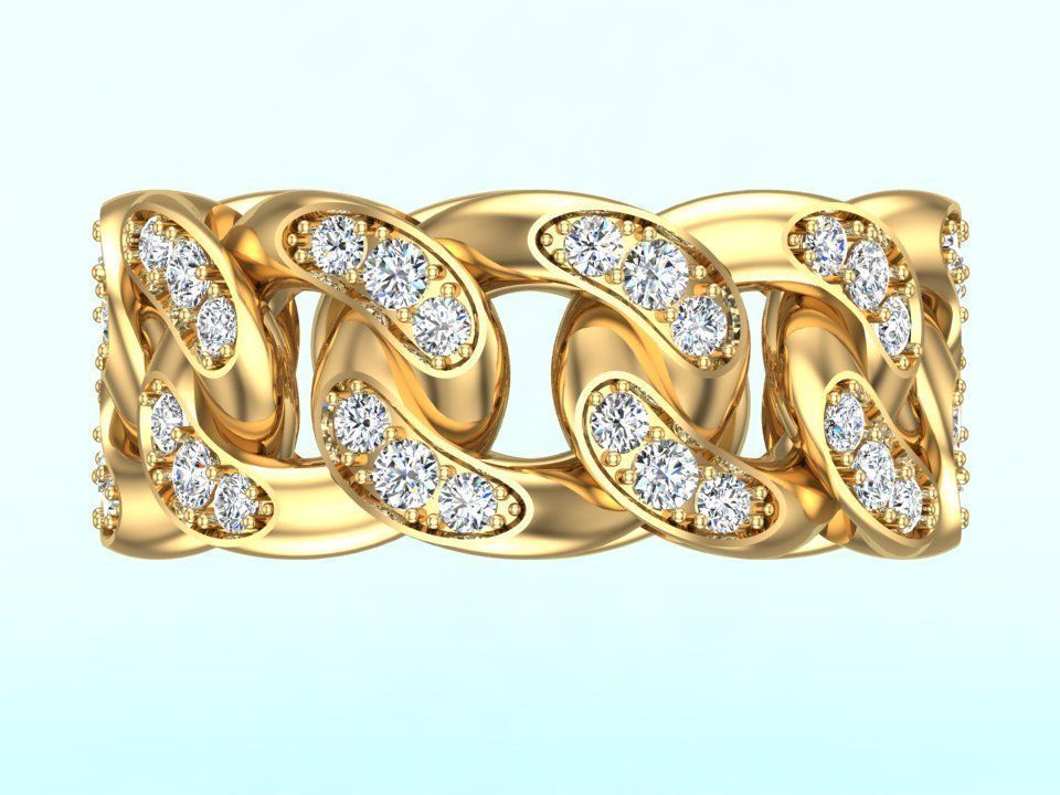 Chain ring - Miami Cuban ring - Link ring - Size 10 3D print model_7