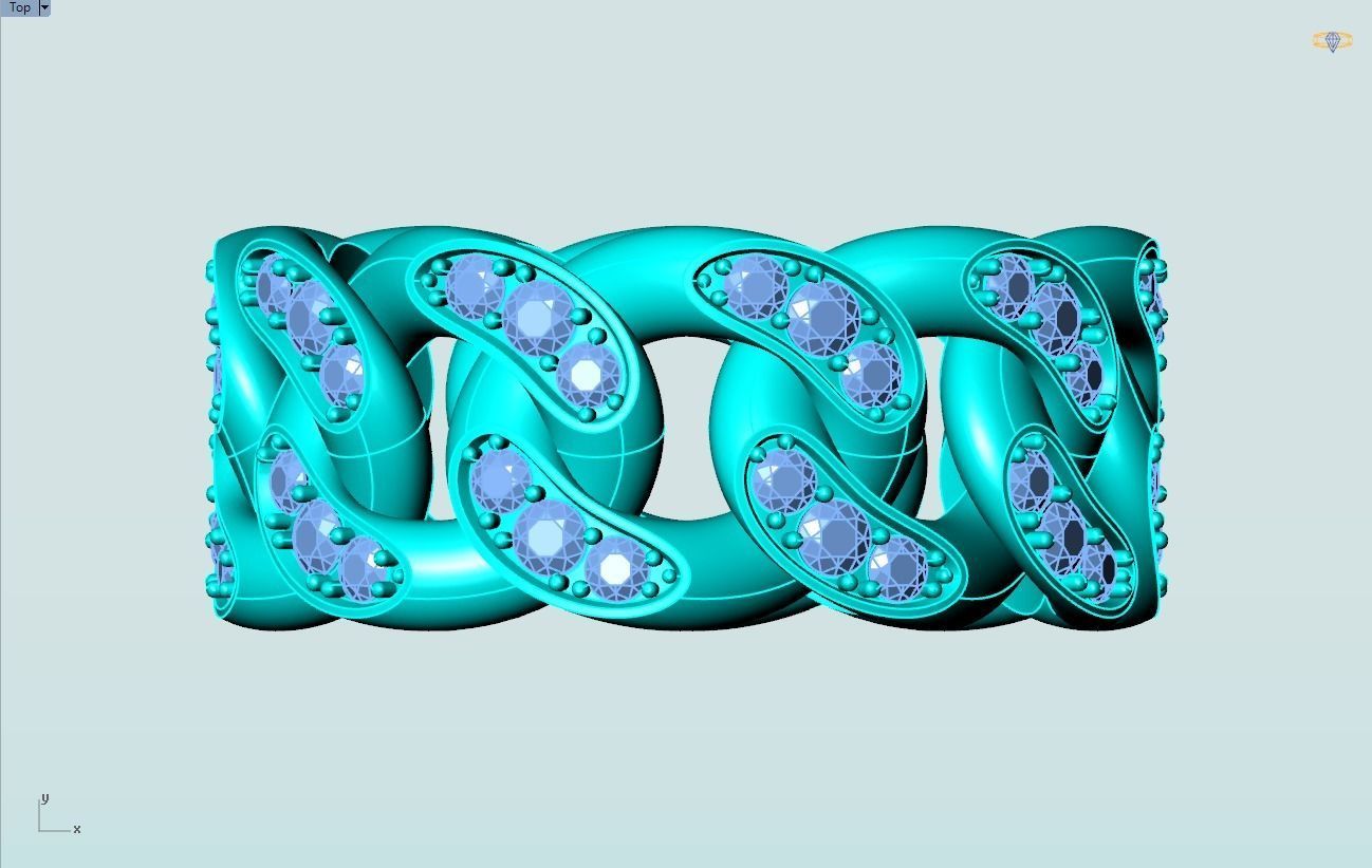 Chain ring - Miami Cuban ring - Link ring - Size 10 3D print model_10