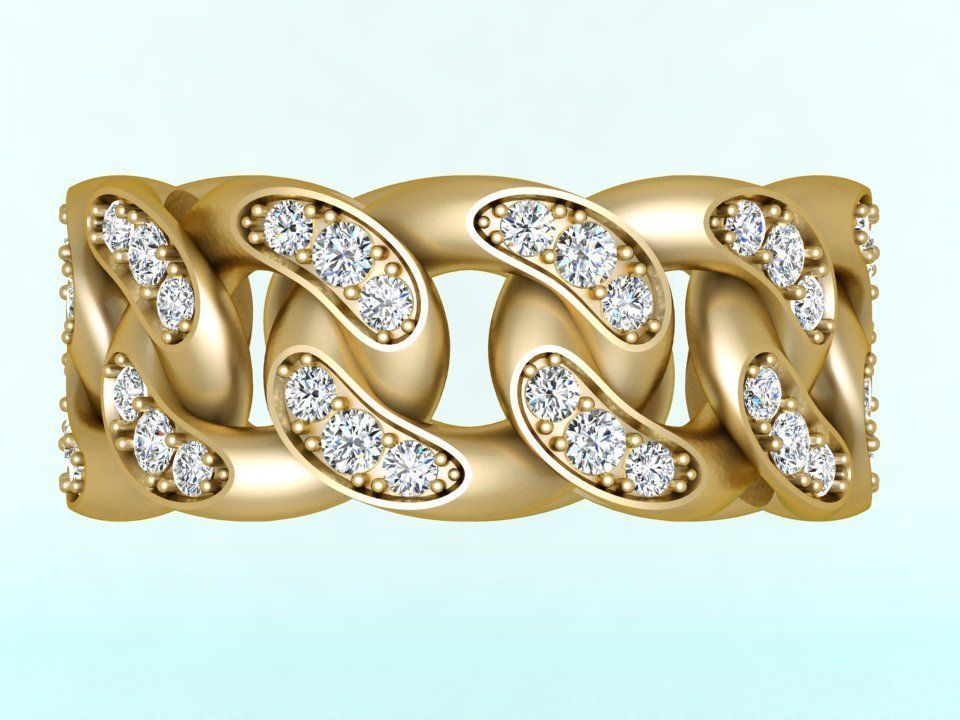 Chain ring - Miami Cuban ring - Link ring - Size 10 3D print model_3