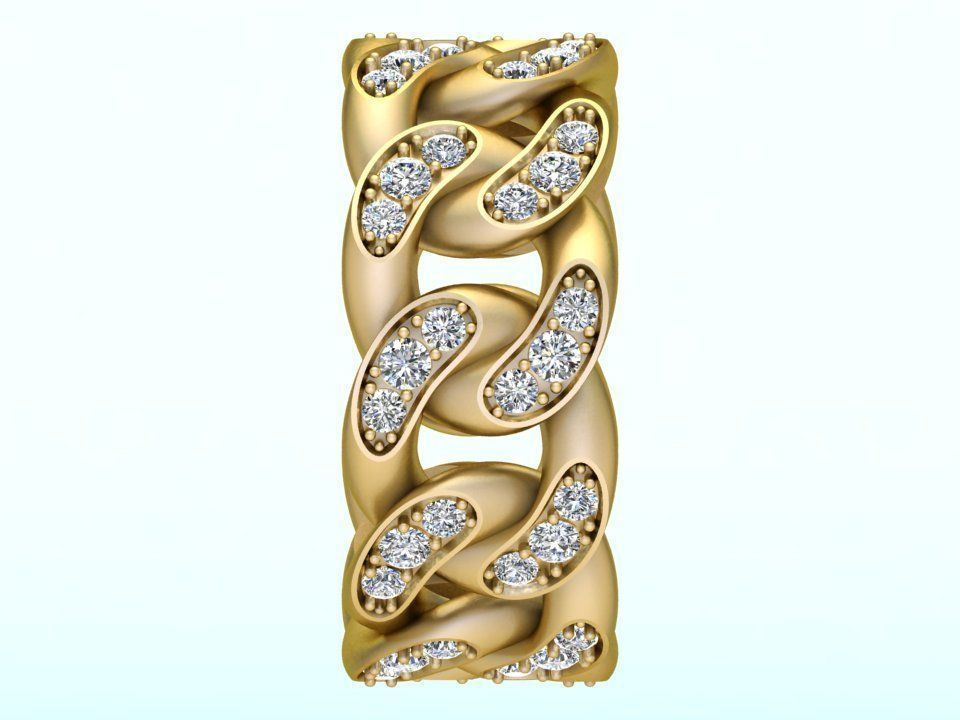 Chain ring - Miami Cuban ring - Link ring - Size 10 3D print model_4