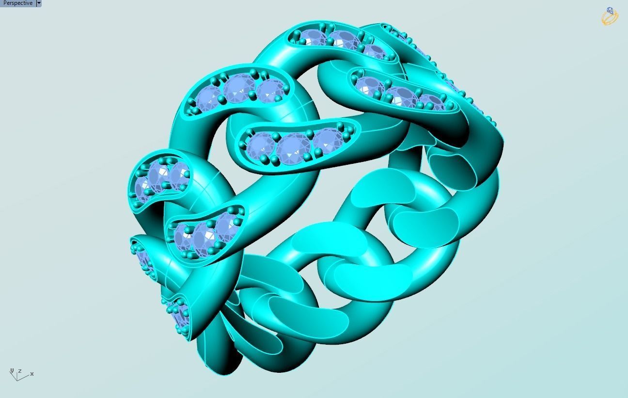 Chain ring - Miami Cuban ring - Link ring - Size 10 3D print model_9