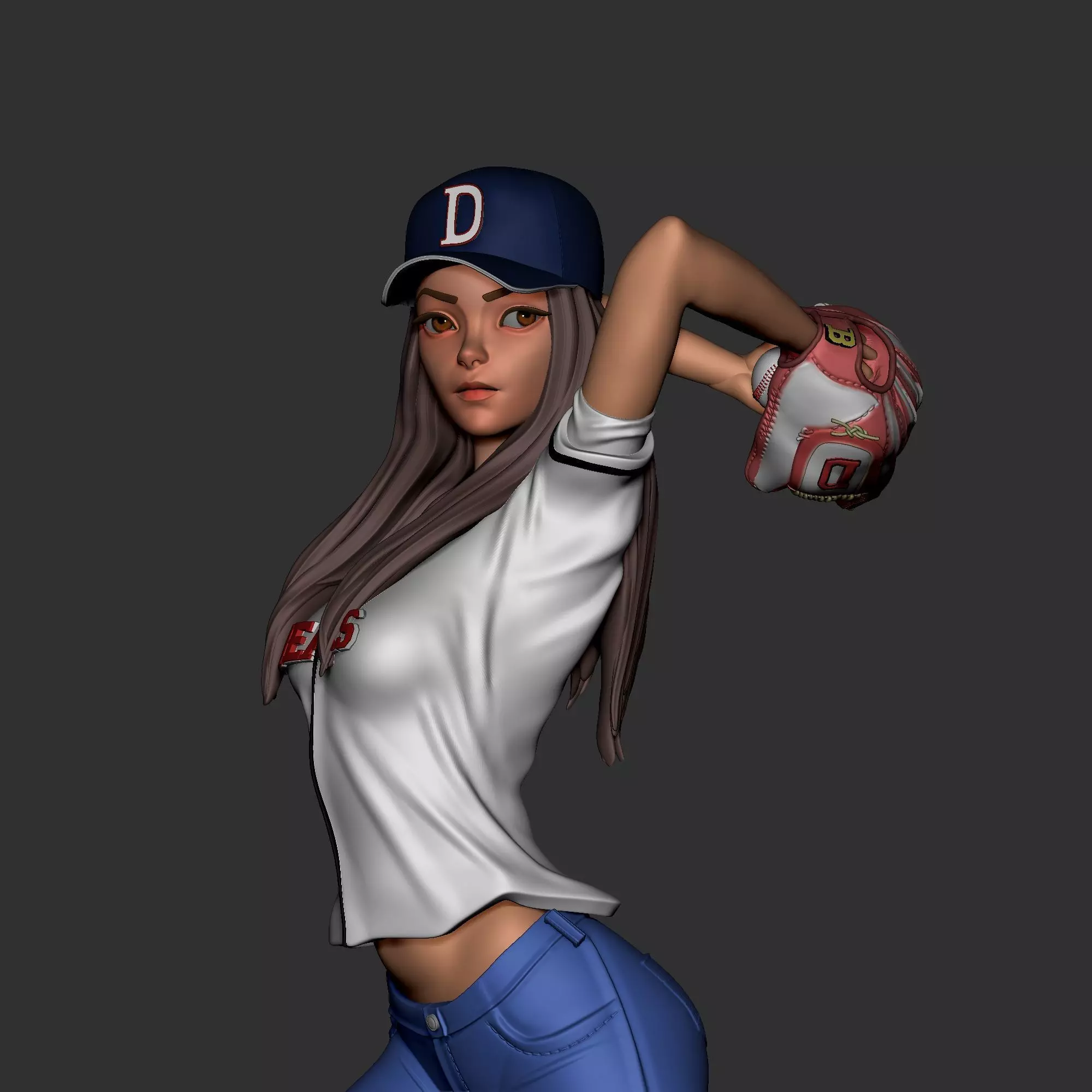 Baseball Girl 3D print model_0