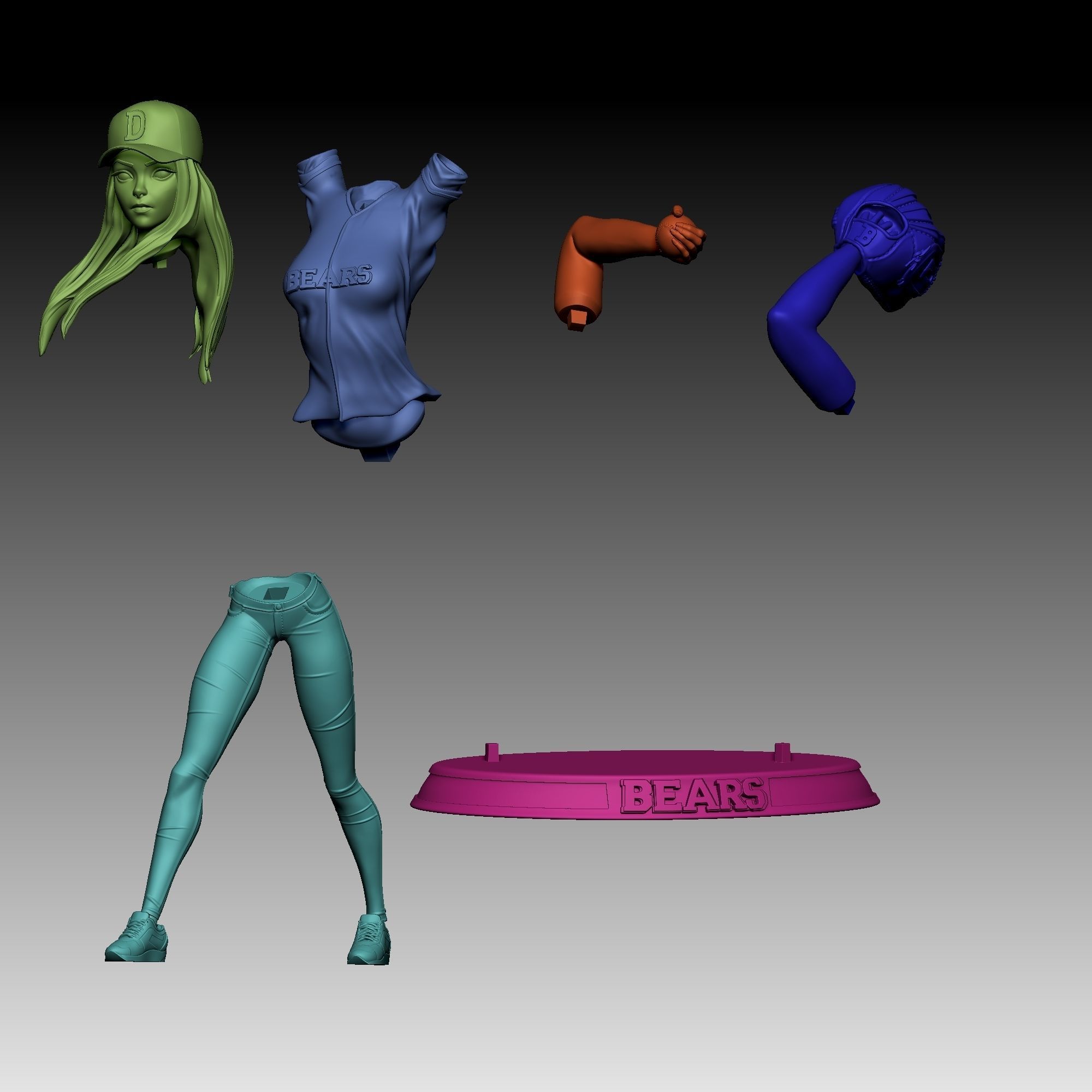 Baseball Girl 3D print model_1