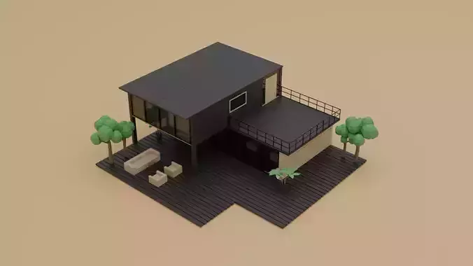 Low Poly Wooden House