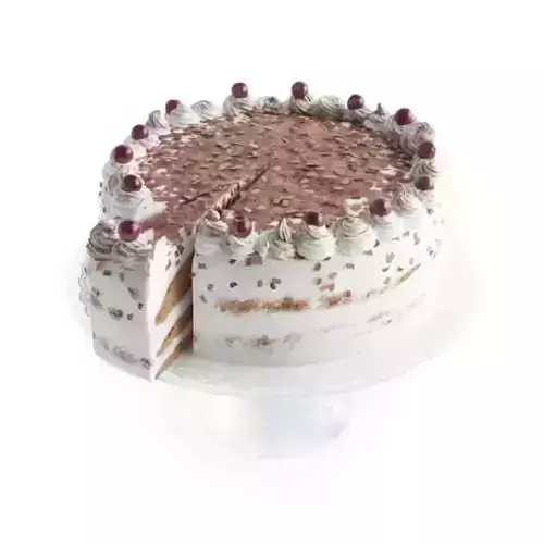 White Cake With Berries 3D model