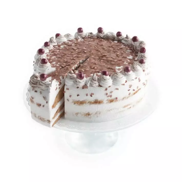 White Cake With Berries 3D model_0