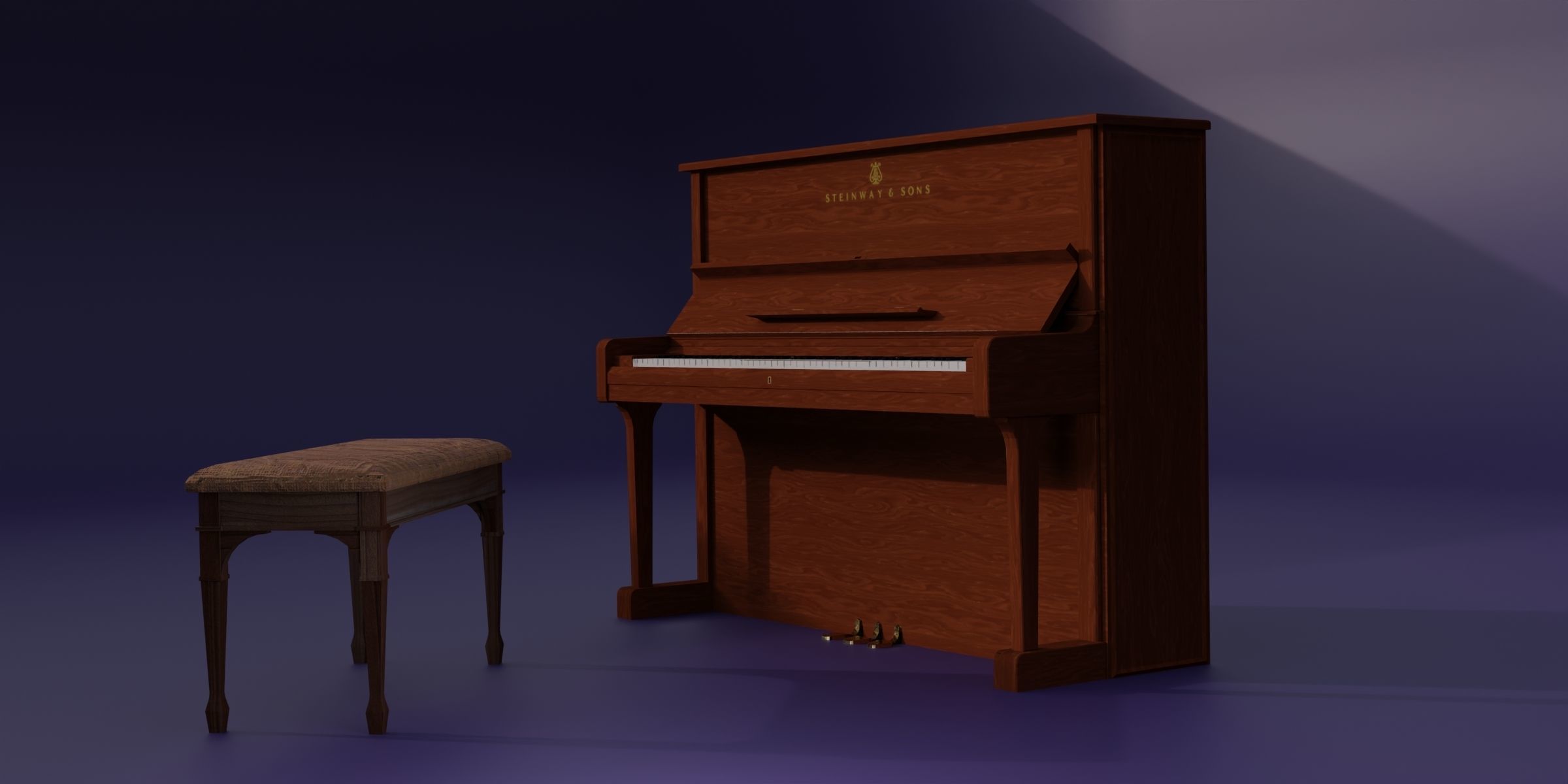 Piano Steinway and Sons Low-poly 3D model_4