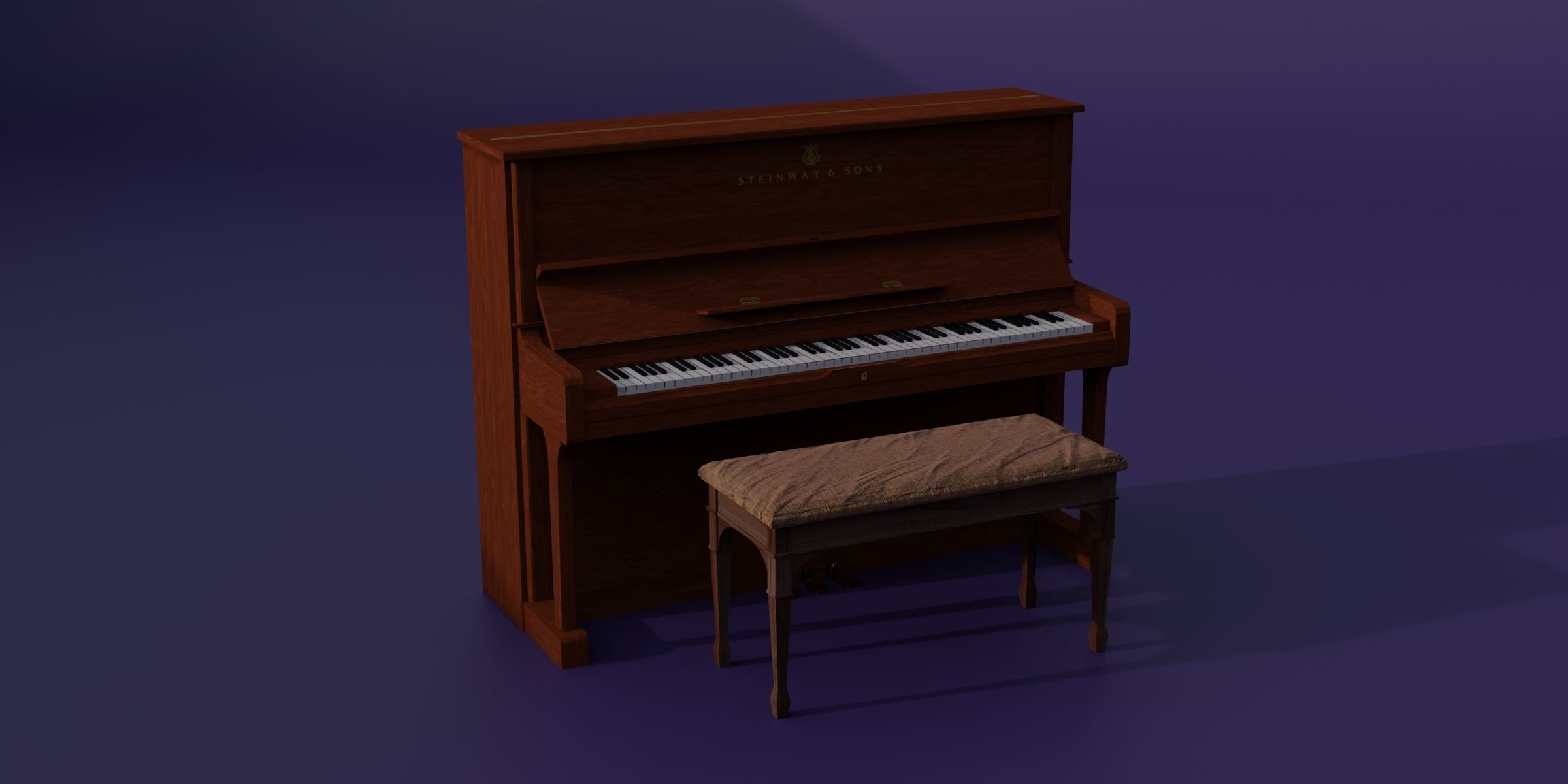 Piano Steinway and Sons Low-poly 3D model_1