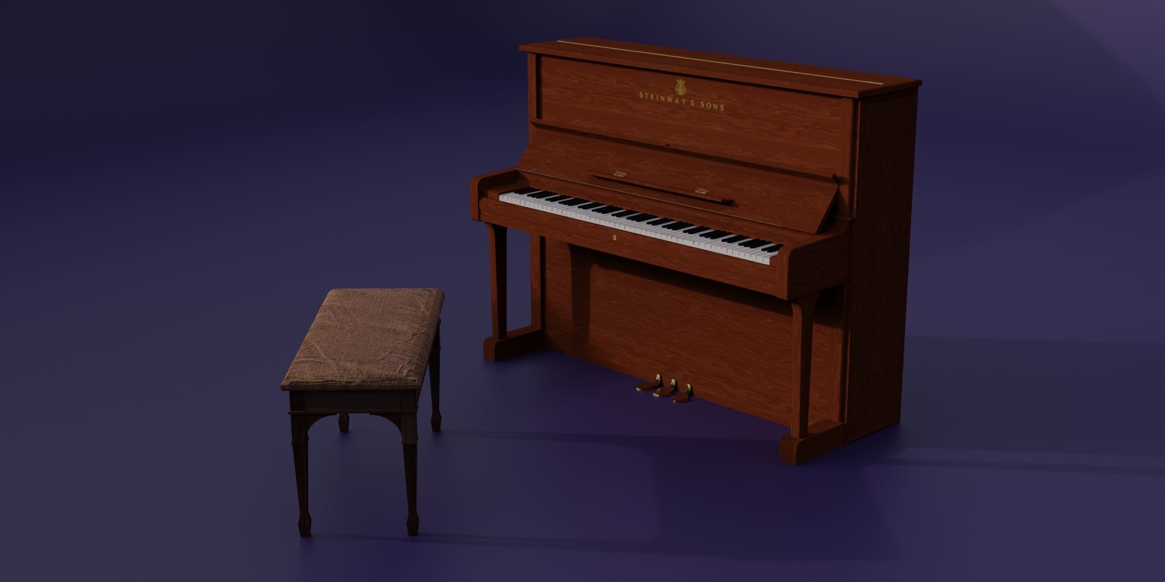 Piano Steinway and Sons Low-poly 3D model_3