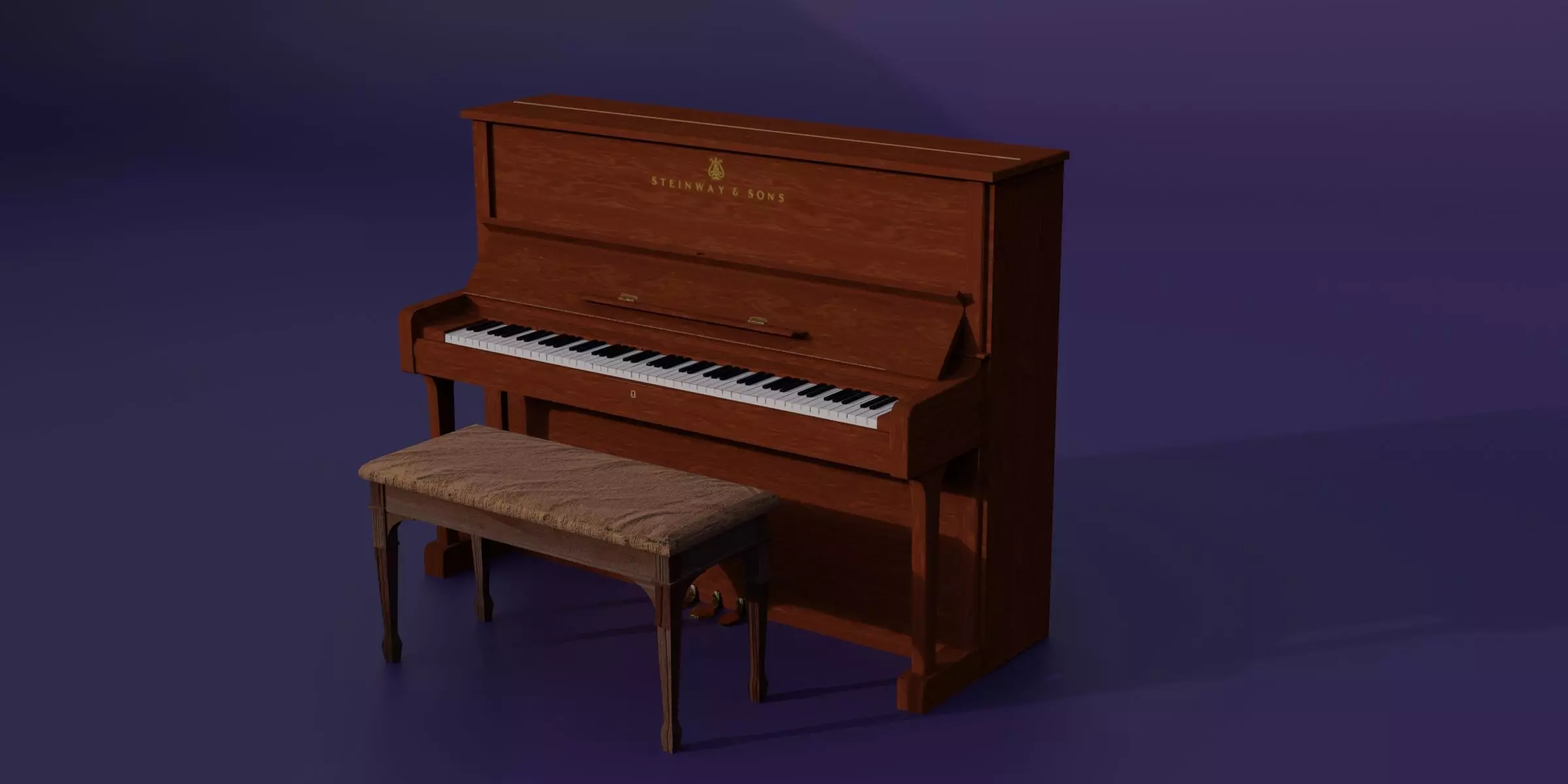 Piano Steinway and Sons Low-poly 3D model_0