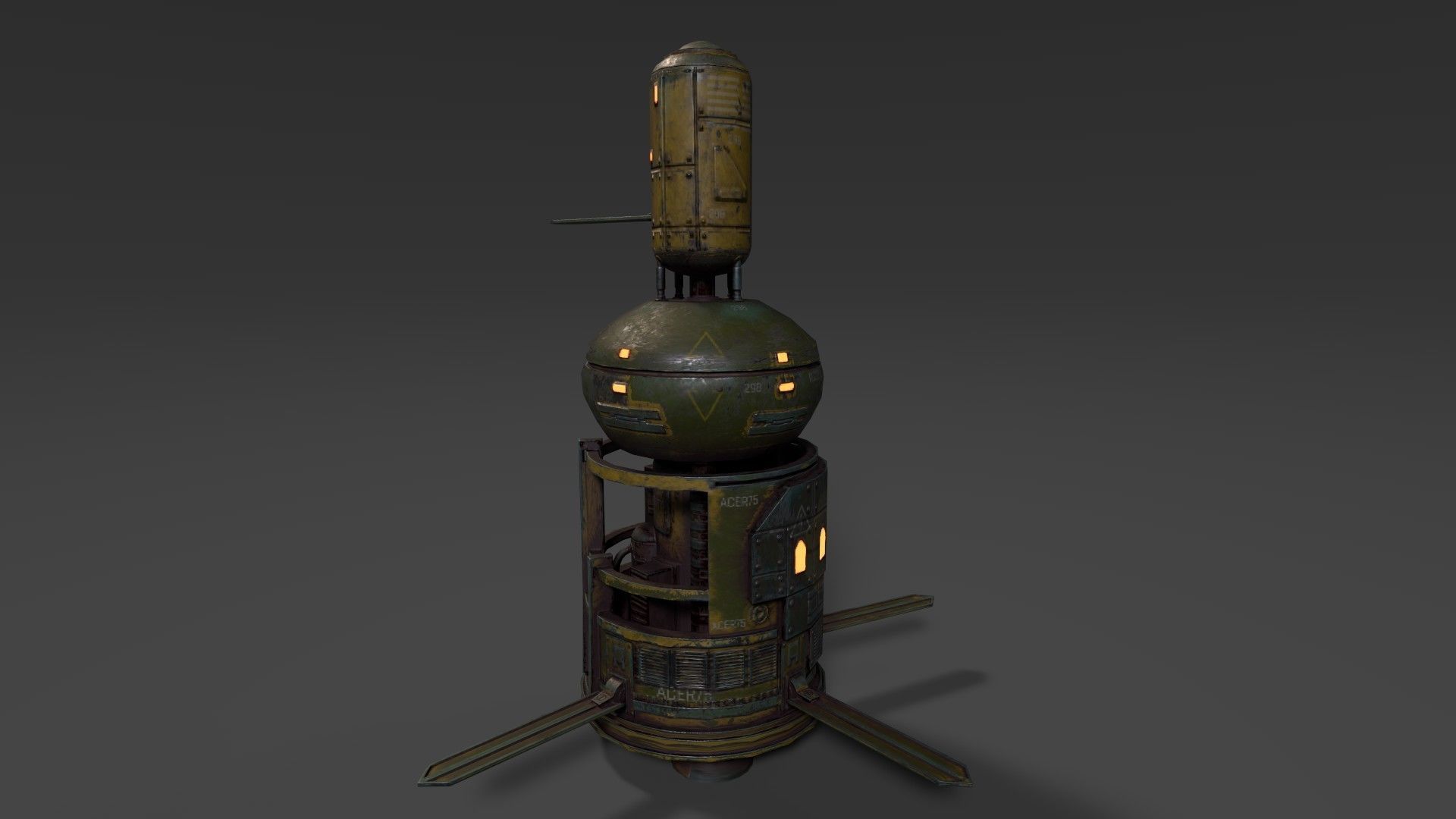 Sci Fi Satellite Low-poly 3D model_4