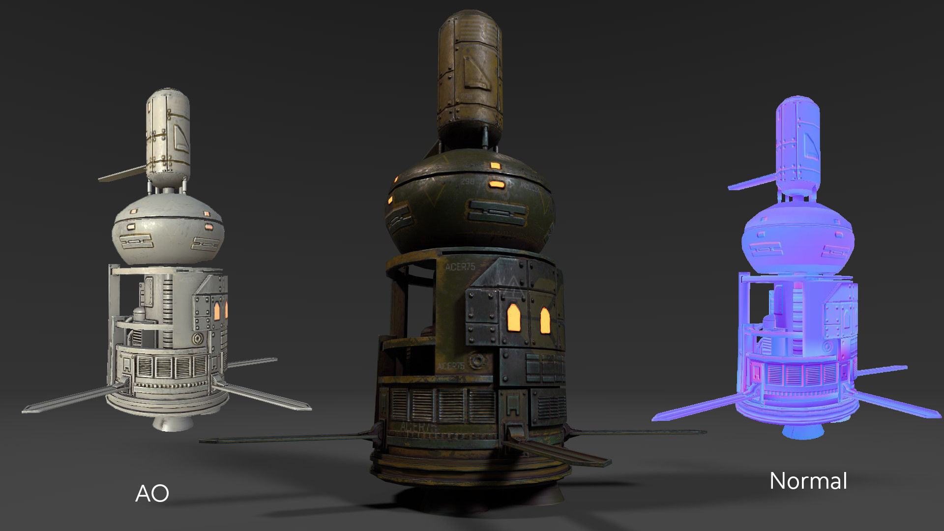 Sci Fi Satellite Low-poly 3D model_6