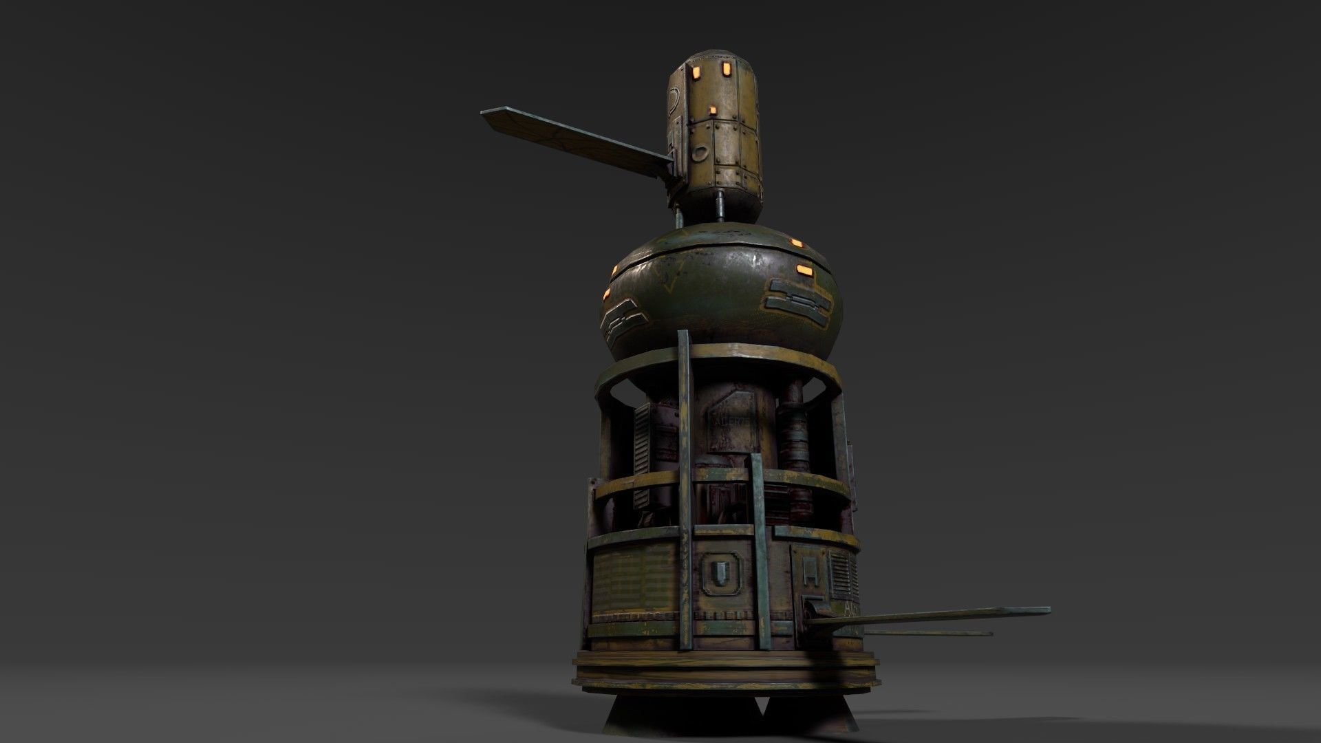 Sci Fi Satellite Low-poly 3D model_7