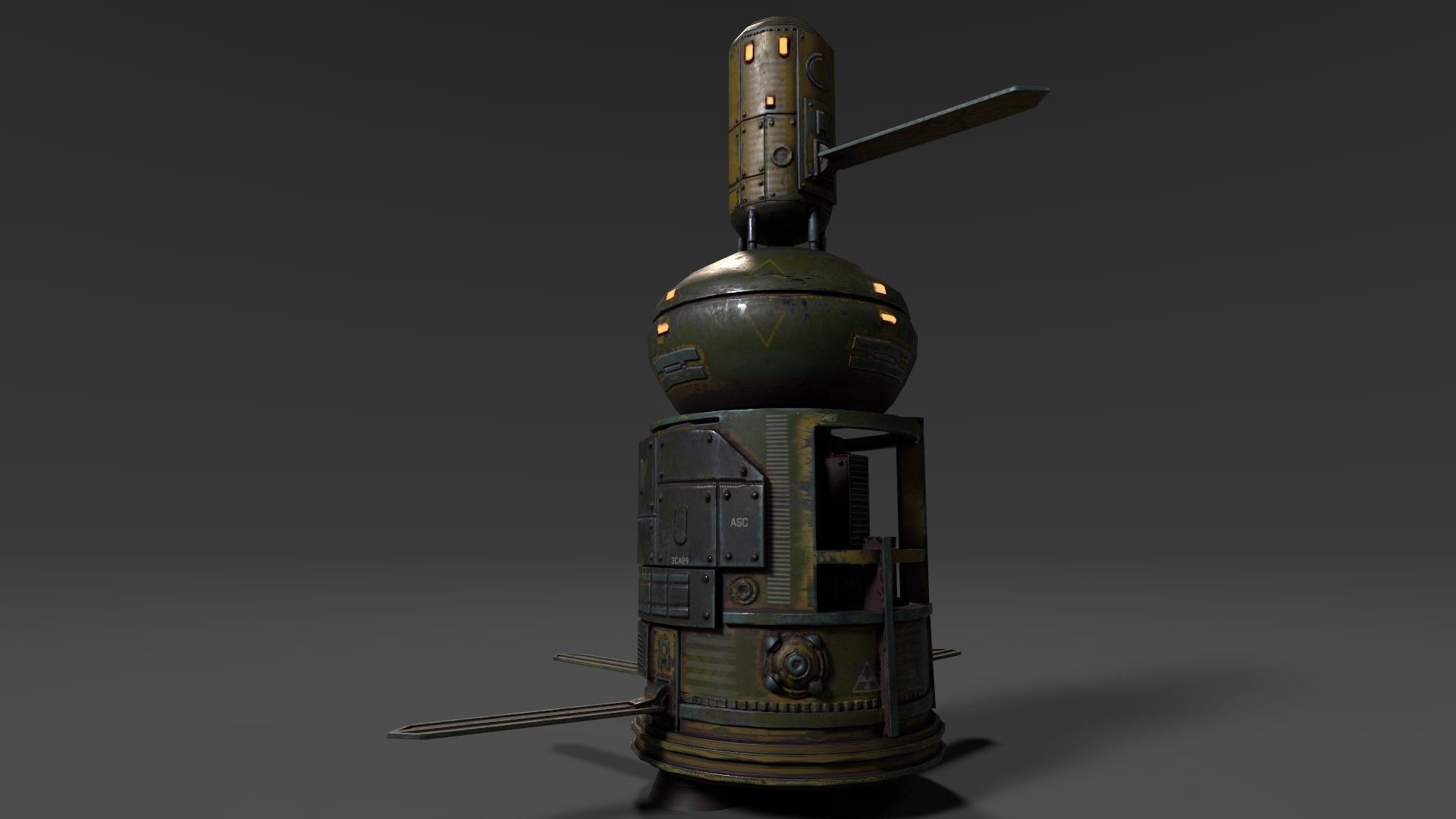 Sci Fi Satellite Low-poly 3D model_1