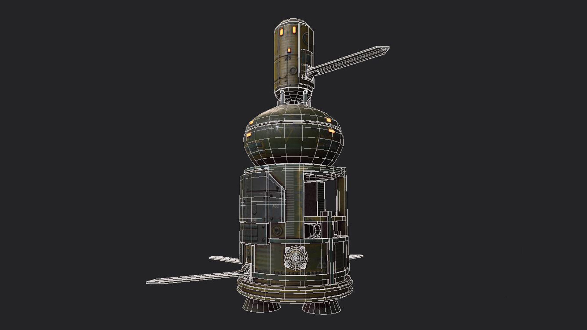 Sci Fi Satellite Low-poly 3D model_10