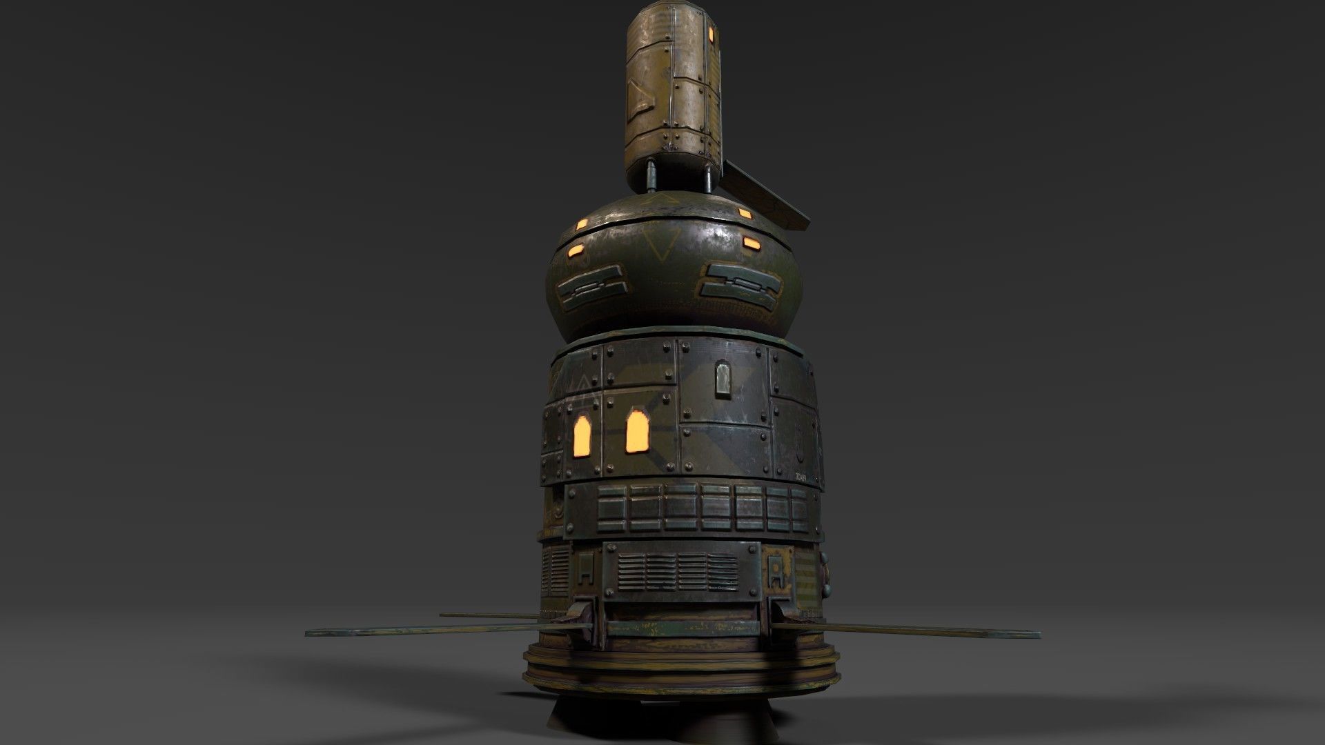 Sci Fi Satellite Low-poly 3D model_9