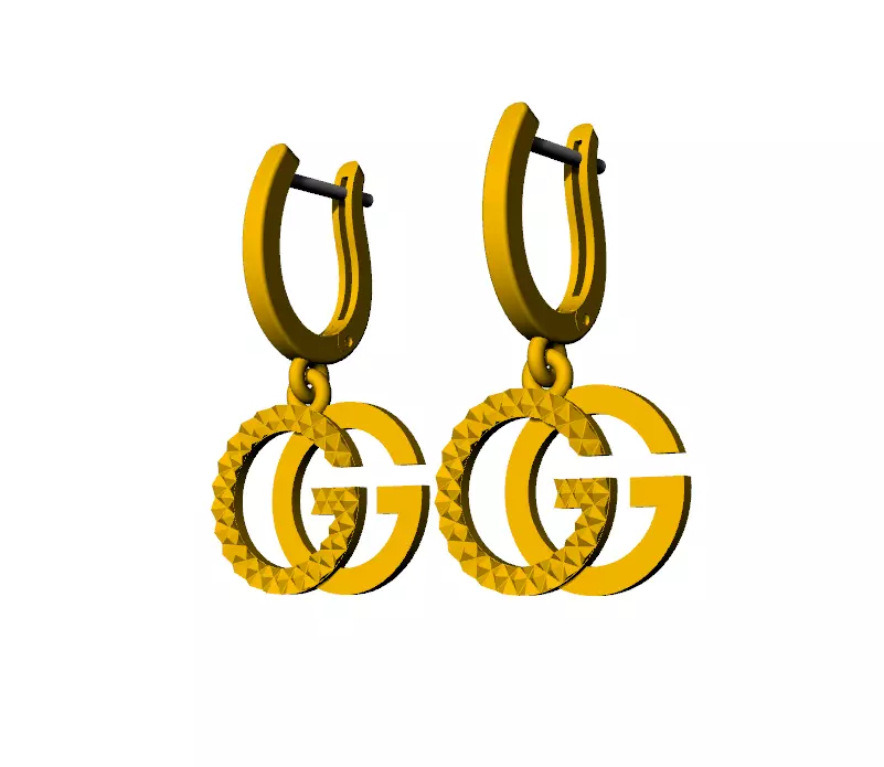 EARRING gold horseshoe shaped 3D print model