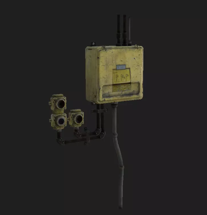 Low Poly Fuse box Low-poly 3D model_0