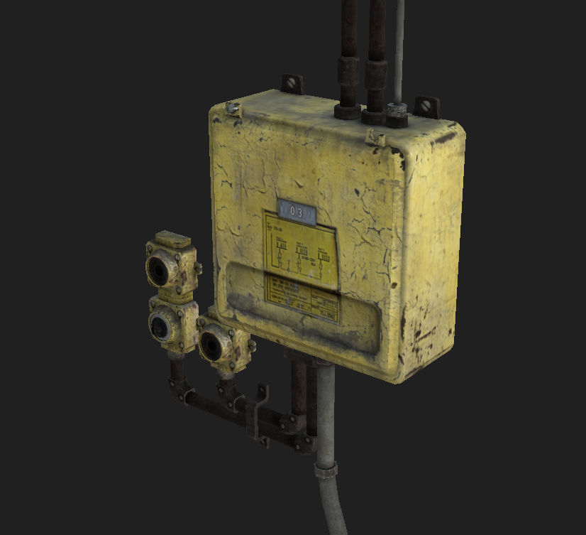 Low Poly Fuse box Low-poly 3D model_2