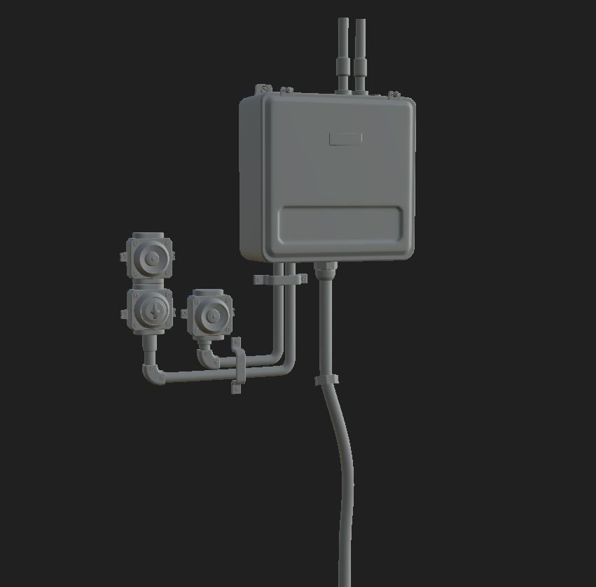 Low Poly Fuse box Low-poly 3D model_3