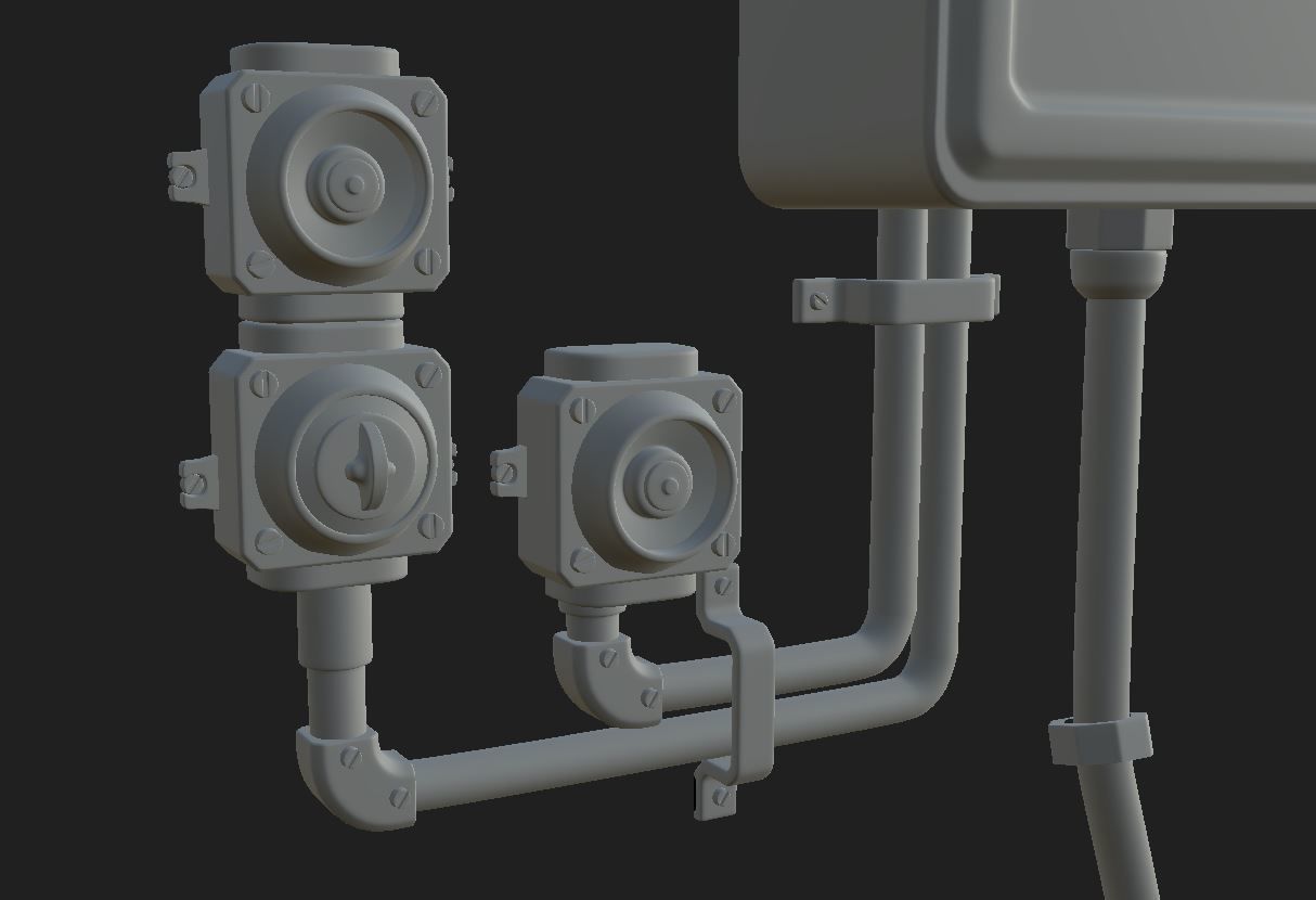 Low Poly Fuse box Low-poly 3D model_4