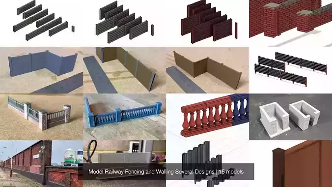 Model Railway Fencing and Walling Several Designs 3D Model Collection