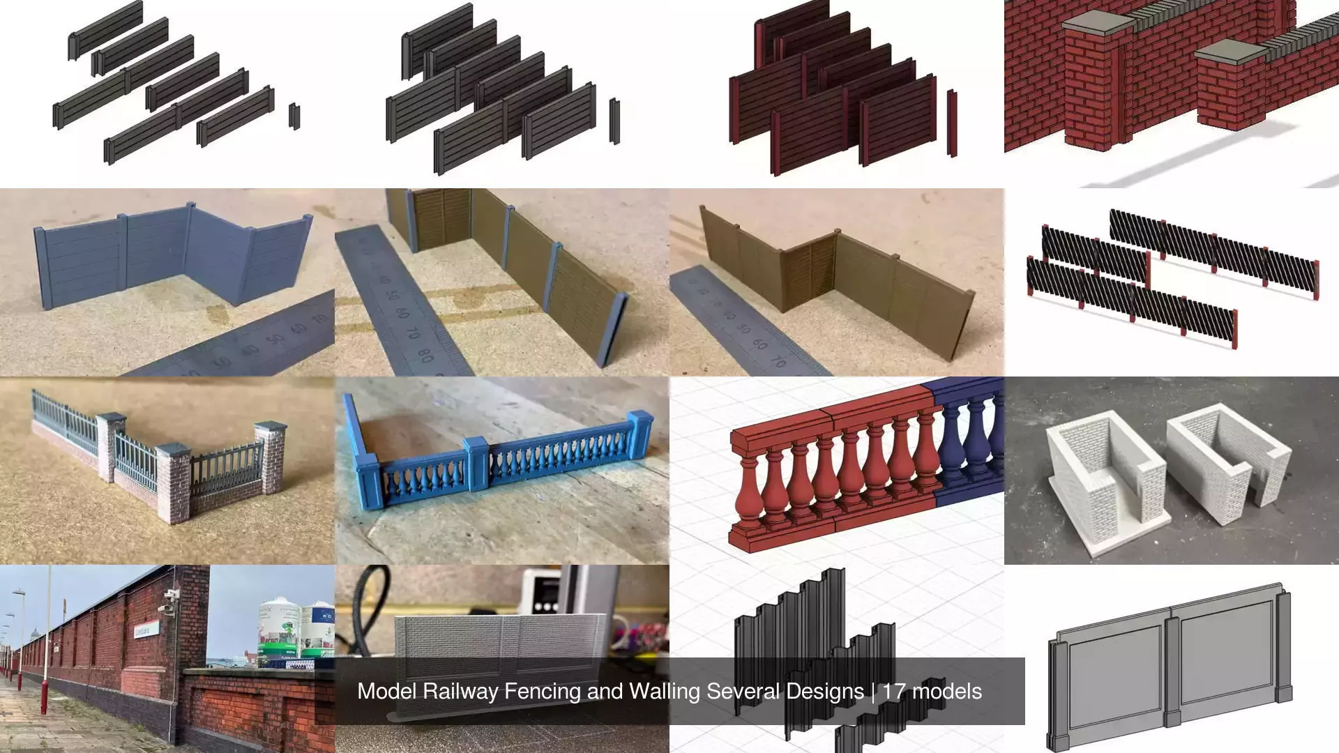 Model Railway Fencing and Walling Several Designs 3D Model Pack
