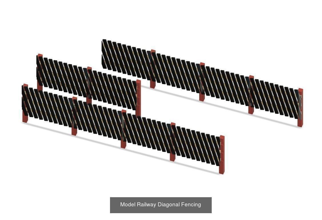 Model Railway Fencing and Walling Several Designs 3D Model Collection_9