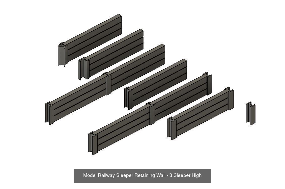 Model Railway Fencing and Walling Several Designs 3D Model Collection_1