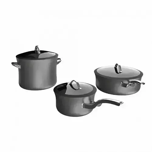 Cooking Ware  Silver Pots 3D model