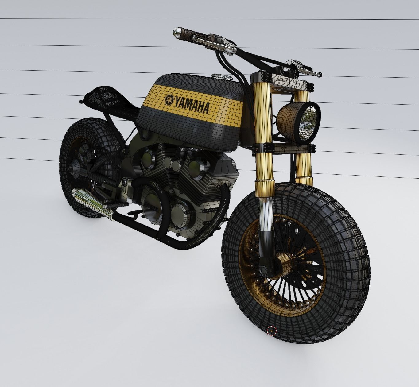 Yamaha XV 750 Custom cafe racer  3D model_6