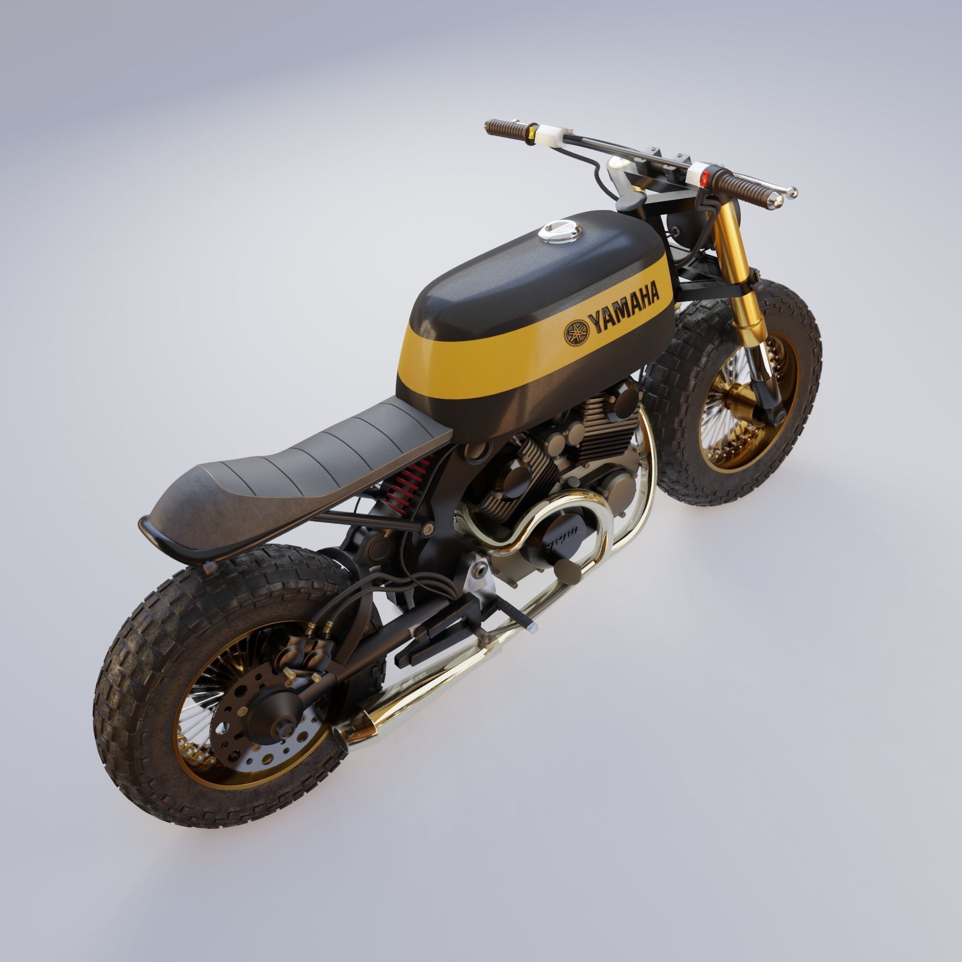 Yamaha XV 750 Custom cafe racer  3D model_2