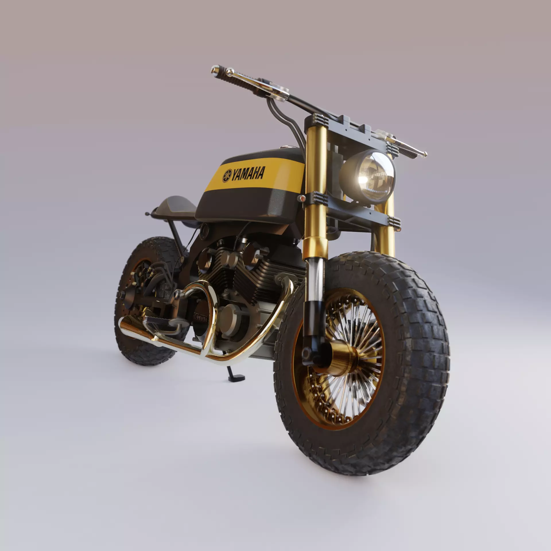 Yamaha XV 750 Custom cafe racer  3D model_0