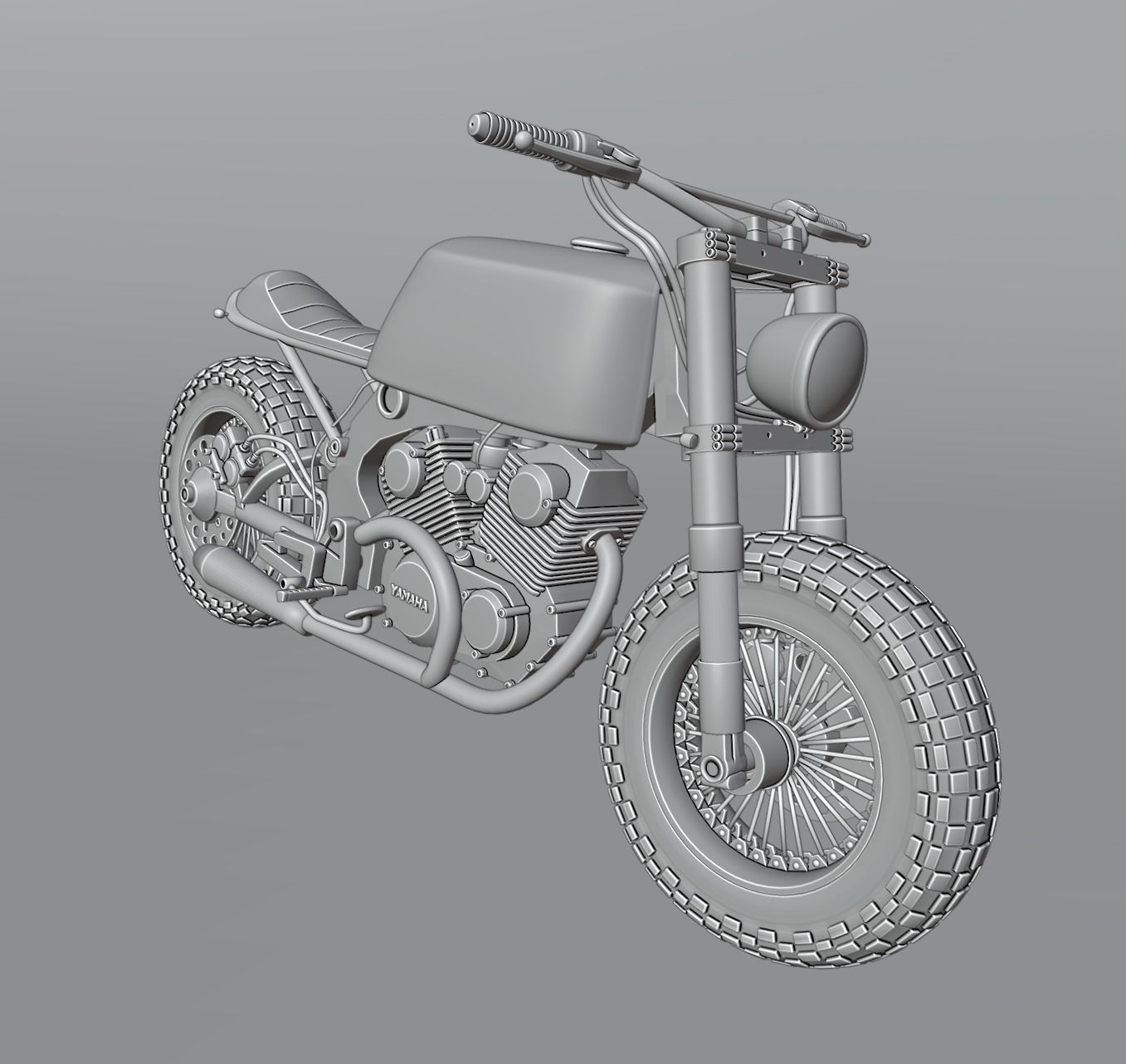 Yamaha XV 750 Custom cafe racer  3D model_4